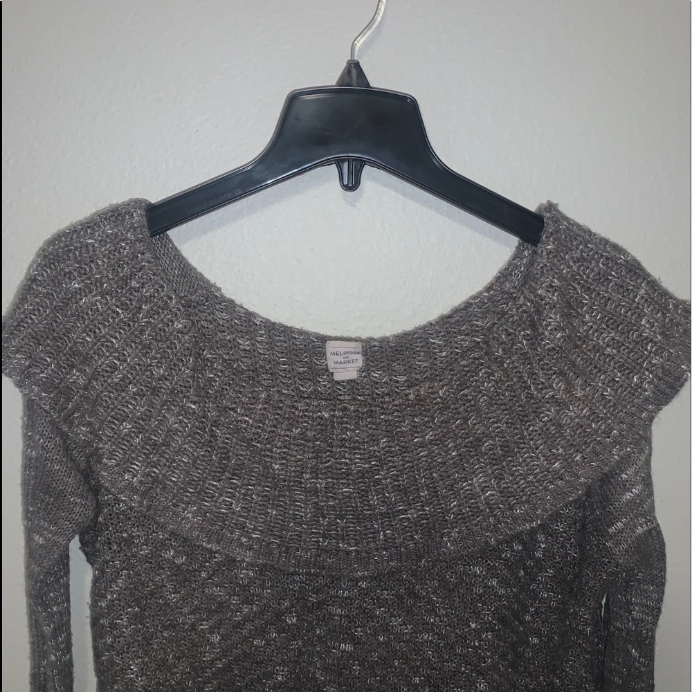 Brown Off Shoulder Sweater
